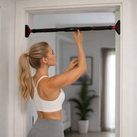 Barra de dominadas ajustable para puerta sin instalación, barra de dominadas para gimnasio en casa con medidor de nivel para entrenamiento de fuerza para adultos