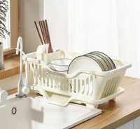 OEM ODM Écologique Égouttoir à vaisselle portable en plastique avec support porte-ustensiles et panier d'égouttage pour assiettes et couverts, Organisateur de cuisine