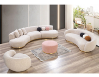 Luxus gebogenes Schnitts ofa 3 Stück Edelstahl Modular Sofa Velvet Lounge Couch für Hotel Home