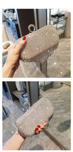 EB1338 Splendida Borsa da Sera con Cristalli e Nappe per Donna, Pochette da Sposa/Festa, <span class=keywords><strong>Argento</strong></span>/Oro con Frange di Perline e Chiusura Magnetica a Tracolla - Product Image 6