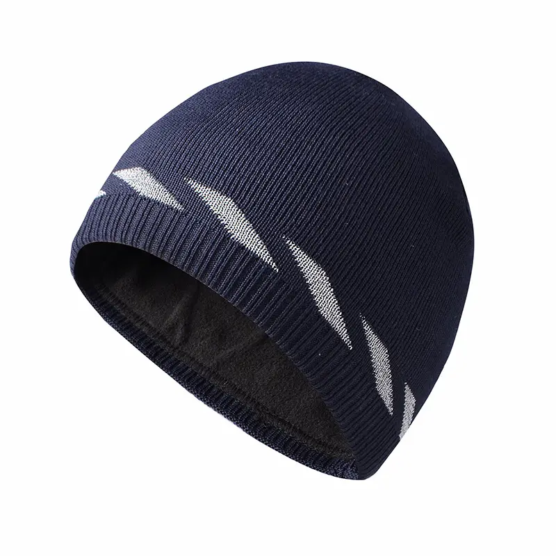 Night Outdoor Sports Reflektierende Seiden strick mütze mit Plüsch für warme Winter mütze Sicherheits warnung Wind-und Streifen mütze