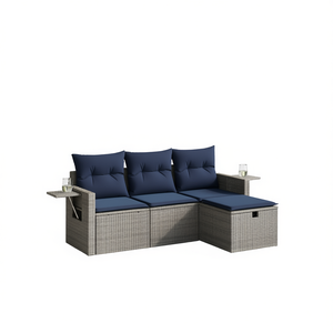 Set Divano da Esterno in Polyrattan Grigio con Cuscini - Arredamento Durevole per Patio - Product Image 1