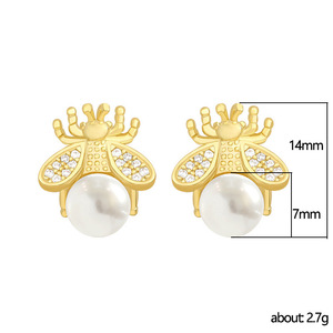 Orecchini a perno con perle effetto mini ape per donna, accessori moda minimalisti e carini per l'uso quotidiano - Product Image 5