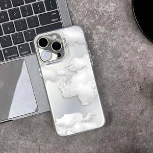 เคสฝาครอบโทรศัพท์มือถือ TPU แป้นพิมพ์สีเงินพิมพ์ลายเมฆสีขาวน่ารักสำหรับ iPhone XR XS MAX 11 12 13 14 15 16 17 Air - Product Image 4