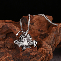 Pendentif populaire en os de poisson Tigre/Dragon, bijoux vintage en acier inoxydable argenté, collier pendentif animal pour homme