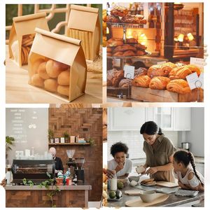 ถุงกระดาษคราฟท์กันน้ำกันความชื้นแบบพรีเมียมขนาดใหญ่ มีหน้าต่างใส พร้อมสายรัดโลหะสำหรับเก็บขนมปังและผลิตภัณฑ์เบเกอรี่ - Product Image 6