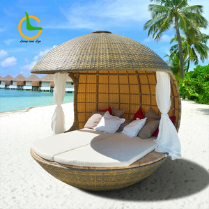 Lit de soleil Offre Spéciale auvent manuel ensemble de jardin extérieur lit de soleil adulte lits de jour meubles en rotin plage Cabana chaise longue - Product Image 4