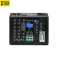 Console de mixage Xtuga SK-4 Mini 4 canaux avec carte son, alimentation fantôme 48V, USB/BT/OTG/MP3, revêtement poudré pour utilisation en direct