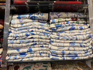 Kashmiri Blue Floral <b>Embroidery</b> Royal Blue Aari Nonwoven Cotton Breathable <b>Fabric</b> Blue Blossom Garden Embroidered Apparel Dress - Product Image 3