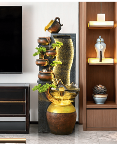 <span class=keywords><strong>Fontaine</strong></span> d'intérieur élégante en céramique à plusieurs niveaux avec cascade coulante et décor bonsaï idéal pour la décoration zen de la maison ou du bureau - Product Image 6