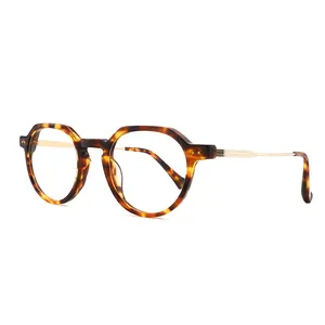 Bán Hot Vintage Acetate kim loại kính đọc sách khung kính mắt kính quang học kính Eyewear nhà sản xuất