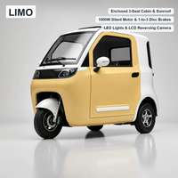 Tricycle Électrique Passager LIMO, Tricycle Électrique à 2 Portes et 3 Sièges avec Cabine Fermée pour Trajets Communautaires, Vente en Gros