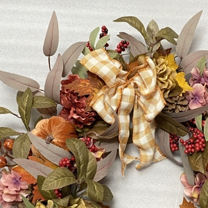 Flores artificiales baratas, corona de cosecha Artificial de 26 pulgadas, calabaza, bayas, Otoño, puerta delantera, adornos de otoño, coronas, decoraciones - Product Image 3