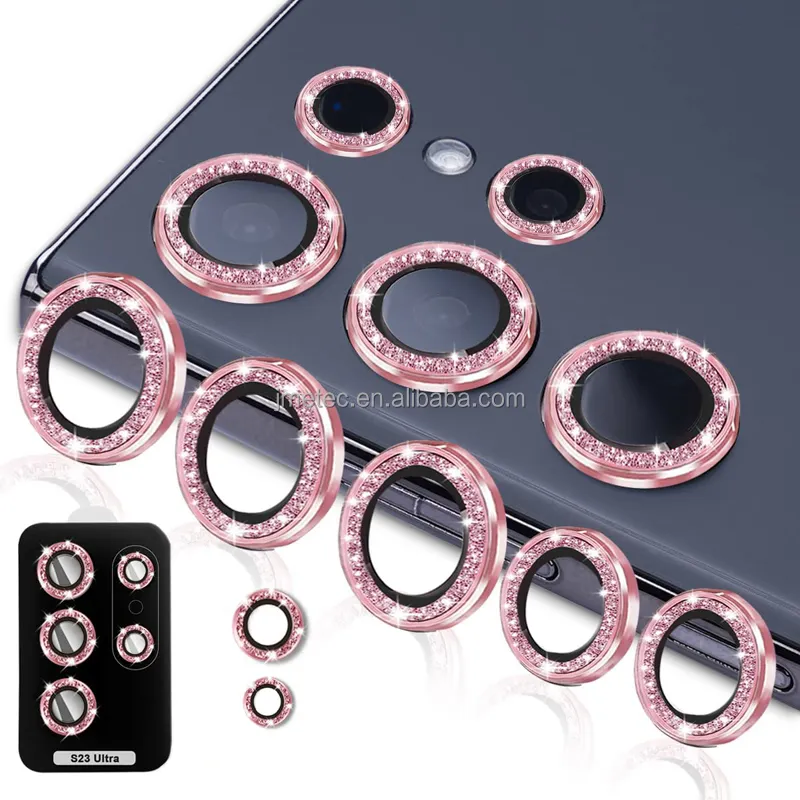 Groothandel Locatie Tool Aluminium Legering Glitter Lens Ring Mobiele Camera Schermbeschermer Voor Samsung Galaxy S23 Ultra