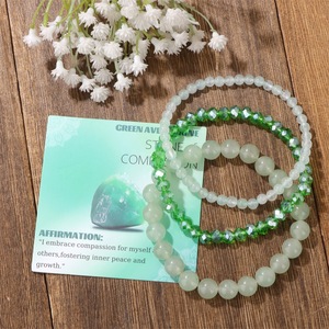 4mm/6mm/8mm 3 pz/set di perle di cristallo in pietra naturale colorato braccialetto di perline con corda elastica impilabile rotondo braccialetto di perline - Product Image 3