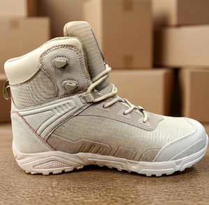 SFB63 Sand Beige Tactical <b>Hiking</b> <b>Boots</b> Men Mid-Cut Lightweight Breathable Outdoor Combat Work <b>Boots</b> - Product Image 1