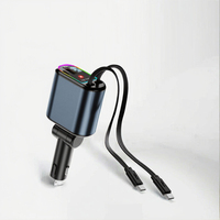 Nouveau Chargeur de Voiture Rétractable 4-en-1 0,7M avec Protection OVP/OCP, Adaptateur Rapide Type-C PD 18W, Modèle Populaire 2025