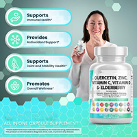 Complément de soutien immunitaire pour adultes à base de Zinc, Vitamine C, Vitamine D, Bromélaïne, Baies de sureau et Artemisinine, Vitamines pour la santé pulmonaire