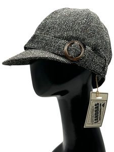 Chapeau en tricot à boutons avec ceinture tissée brodée à la main de haute qualité 56-58 cm pour femmes en hiver - Product Image 4