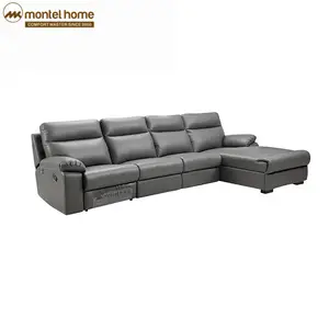 Sofá-cama em forma de L, sofá-cama funcional de design italiano, mobília para sala de estar, sofá reclinável clássico de 4 lugares em couro