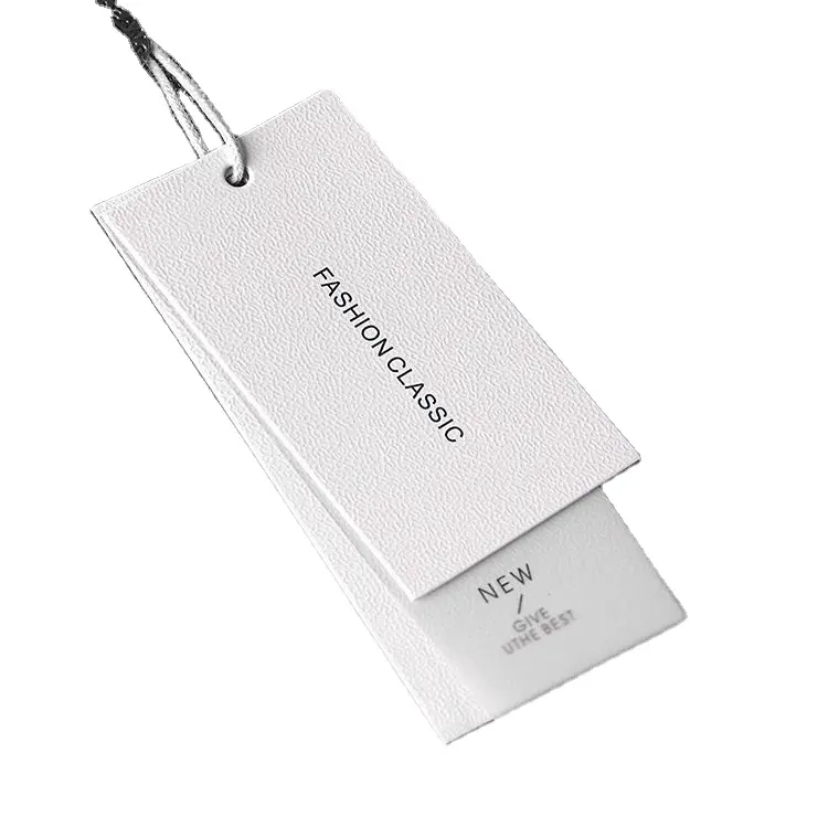 Custom Biodegradable Fashion Style Clothing Tag with Hang Tag String, Paper PVC Hang Tag for Denim Jeans Clothes Label