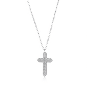 Amy Amy <b>Cross</b> Pendant Necklace Rhodium Plated Cubic Zirconia Women's Religious Jewelry Everyday Wearing Gift - Product Image 3