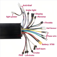 36V 48V 52V 35A 1000W 1500W Pengontrol Sensor Hall 3 Mode Gelombang Sinus untuk Sepeda Listrik Ebike