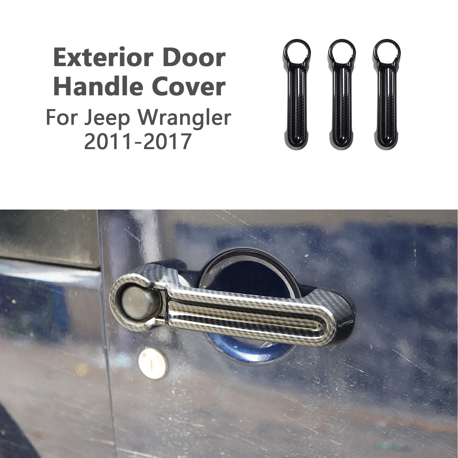 Exterior handle-3 pieces-black carbon fiber