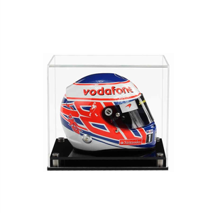 โปร่งใส Perspex กีฬาหมวกกันน็อคของที่ระลึกของสะสมกล่องอะคริลิ1/2ขนาด F1หมวกกันน็อครุ่นกรณีการแสดงผลที่มีฐานสีดำ - Product Image 1