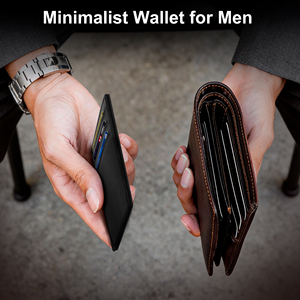 <span class=keywords><strong>Portafogli</strong></span> Sottili Minimalisti in Vera Pelle Personalizzati per Uomo, Lunghezza Corta, Tasca Frontale, Blocco RFID, Fodera in Nylon, Porta Carte - Product Image 6