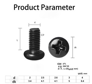 Bán Buôn Kẽm Mạ Màu Đen Chữ Thập Lõm Tròn Đầu MachineM1 M1.2 M1.6 M1.7 M2 M3 Vít - Product Image 5