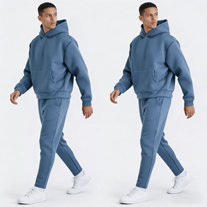 Custom Plain Dyed Streetwear <b>Oversized</b> Hoodie and <b>Jogger</b> Set Jogging Sweatpants and Hoodie Sets Men Tracksuit Sweatsuit - Product Image 1