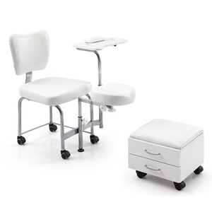 Fauteuil de pédicure Wss 2025 noir/blanc avec table à ongles et tabouret mobile - Product Image 3