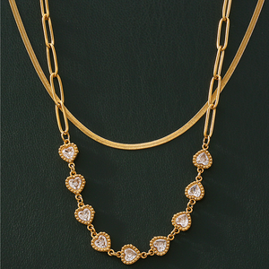 Collier ras du cou en acier inoxydable fin, hypoallergénique, sans ternissement, avec zircon en forme <span class=keywords><strong>de</strong></span> cœur, pour femmes, vente en gros Europe et Amérique - Product Image 1
