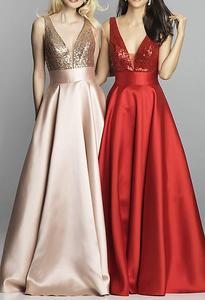 Nuovo Abito da Cerimonia con Paillettes <span class=keywords><strong>Oro</strong></span> Rosa, Scollo a V, Vestito da Damigella Femminile - Product Image 4