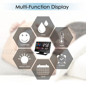 Estación meteorológica, termómetro para coche, pantalla LCD a color, temperatura interior, humedad, calendario, con cable USB, reloj despertador Universal - Product Image 2