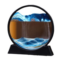 Tableau d'art en sable mouvant 3D personnalisé avec logo, en verre rond, thème mer profonde, cadeau artisanal, sablier liquide, peinture de sable fluide