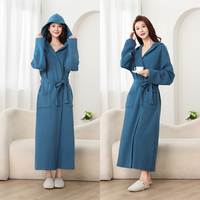 Peignoir de luxe élégant pour femme, 100 % coton, style long, design hôtelier, à capuche, séchage rapide, respirant