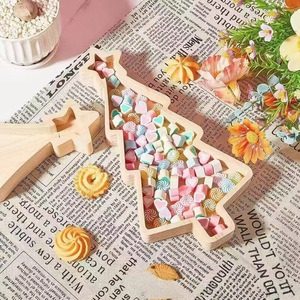 Wooden Christmas Tree <b>Tray</b> Natural Wood Color Serving Plate For <b>Snacks</b> And Candies Kids Party Decoration - Product Image 1