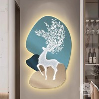 Lanterne suspendue LED en porcelaine de cristal, style dessin animé, motif élan, résistante à l'eau, écologique, pour hall d'entrée