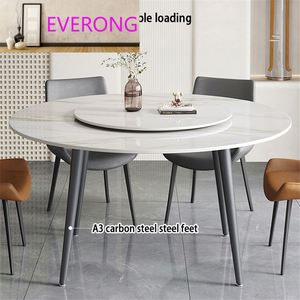 Table à manger nordique extensible en dalle <span class=keywords><strong>de</strong></span> roche, carrée et <span class=keywords><strong>ronde</strong></span>, en marbre blanc d'Italie, avec ensemble <span class=keywords><strong>de</strong></span> chaises - Product Image 1