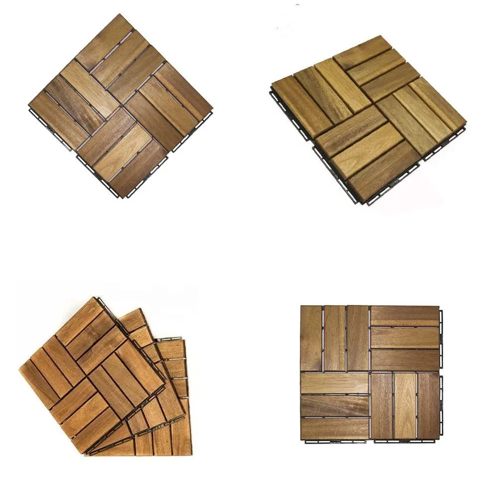 Acacia Wood Interlocking Deck Tiles,Plastic wood composite interlock deck tile or Plastic Decking Flooring Tiles Plastic Floorin