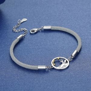 Pulsera Tejida Simple de Moda 2022, Pulsera Plateada con Colgante de Zorro para Parejas - Product Image 5