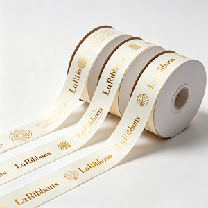 Factory Wholesale Custom Logo Gold Stamp Mini Emblem Grosgrain <b>Ribbon</b> Multi Solid Color Gift Packaging <b>Ribbon</b> for Gift Suppliers - Product Image 2
