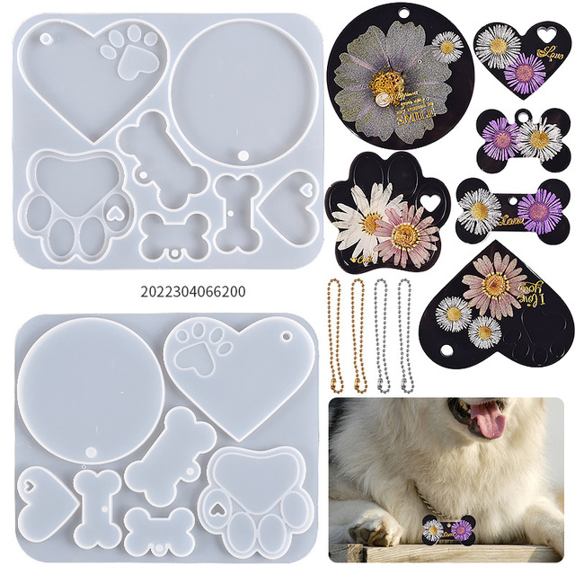 Silicone Molds Wholesale DIY Dog Bone Shaped Tag Pet Pendant Silicone Mould for Epoxy Resin