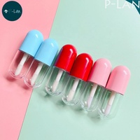 P-Lan Marque Stock quantité minimale de commande 100 pièces Personnaliser Logo 3ml Capsule Forme Ronde Rouge Bleu Rose Mini Mignon Pilule Petit Brillant À Lèvres Tubes