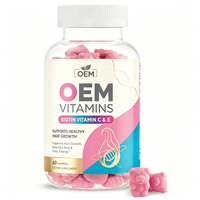 Gummies de biotine en marque blanche OEM, 60 unités, avec vitamines C et E, complément alimentaire