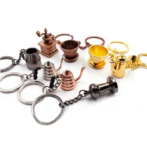 Wholesale Coffee Keychain Coffee Cup Tamper Keyring Key Chain Coffee Accessories