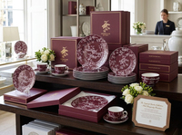 Service de vaisselle en porcelaine de luxe français, motif oiseaux et fleurs, pour banquets de mariage et vente au détail