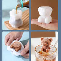 Moule à glaçons en silicone, plateau à glaçons 3D en forme d'ours, moule à boules de glace en silicone de qualité alimentaire, moule en silicone personnalisé pour whisky, café, lait